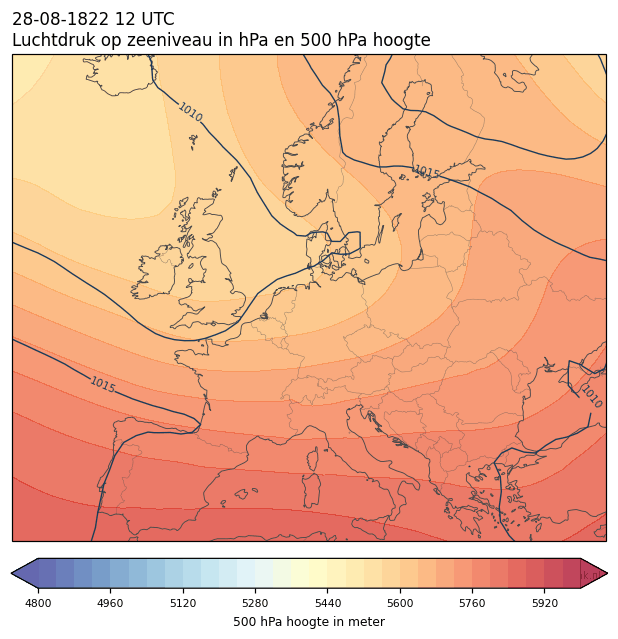 Weerkaart van 28 augustus 1822 om 12 UTC