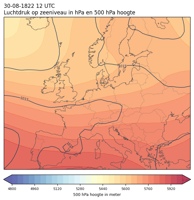 Weerkaart van 30 augustus 1822 om 12 UTC