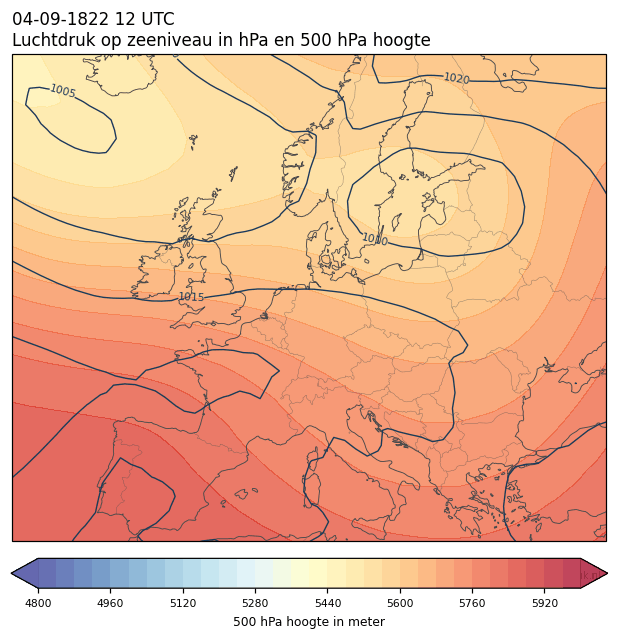 Weerkaart van 4 september 1822 om 12 UTC