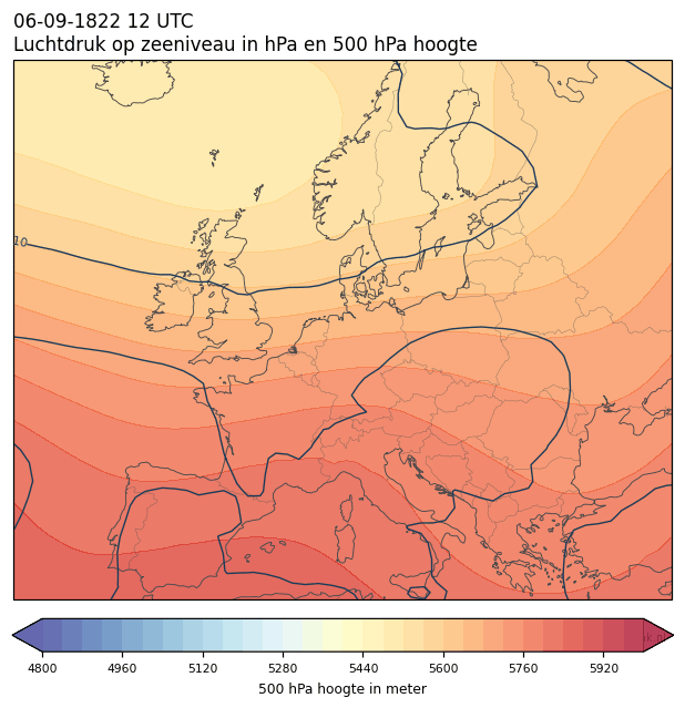 Weerkaart van 6 september 1822 om 12 UTC