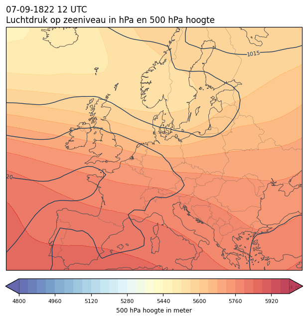 Weerkaart van 7 september 1822 om 12 UTC