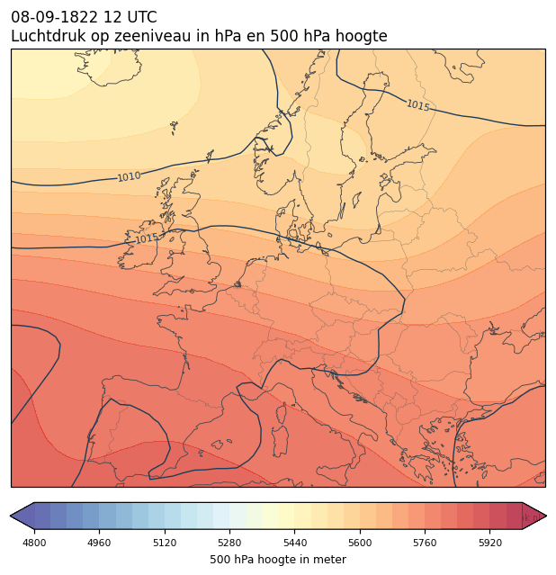 Weerkaart van 8 september 1822 om 12 UTC