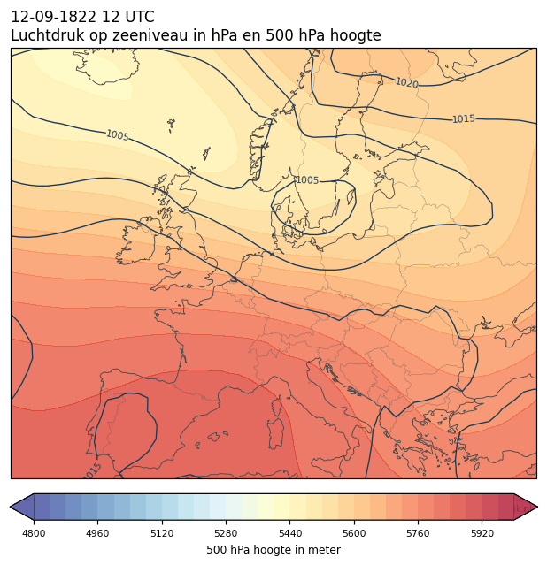 Weerkaart van 12 september 1822 om 12 UTC