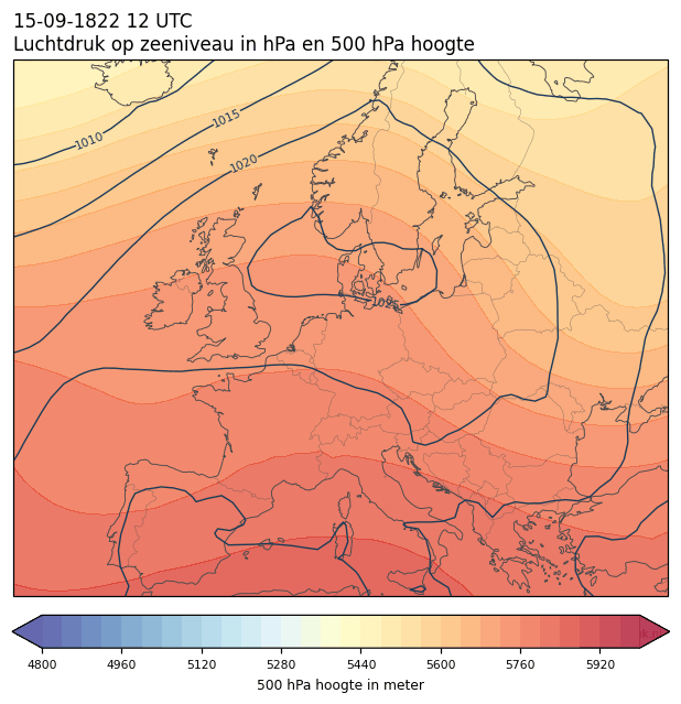 Weerkaart van 15 september 1822 om 12 UTC