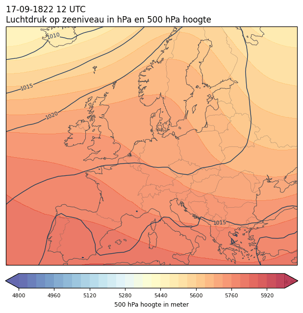 Weerkaart van 17 september 1822 om 12 UTC