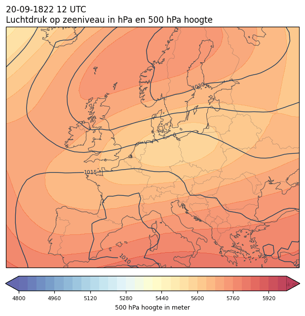 Weerkaart van 20 september 1822 om 12 UTC