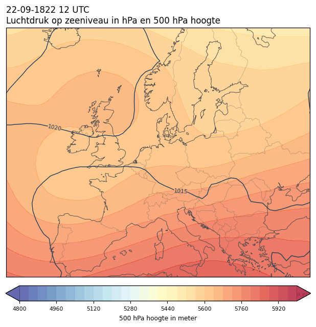 Weerkaart van 22 september 1822 om 12 UTC