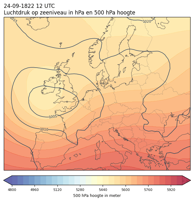 Weerkaart van 24 september 1822 om 12 UTC