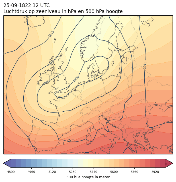 Weerkaart van 25 september 1822 om 12 UTC