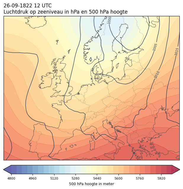 Weerkaart van 26 september 1822 om 12 UTC