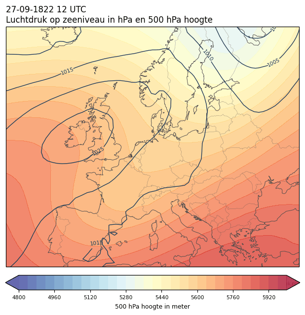 Weerkaart van 27 september 1822 om 12 UTC