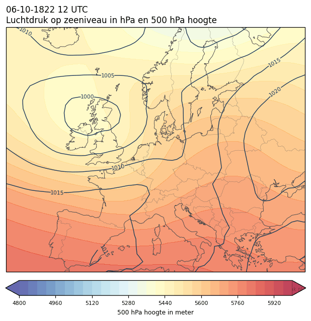 Weerkaart van 6 oktober 1822 om 12 UTC