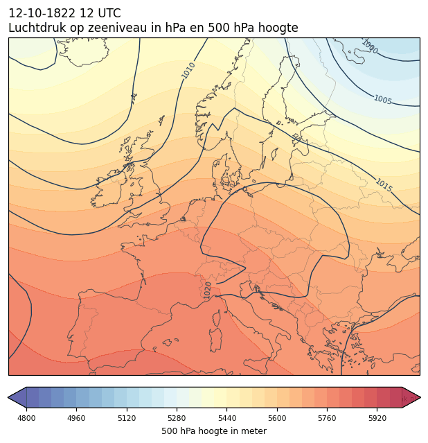Weerkaart van 12 oktober 1822 om 12 UTC