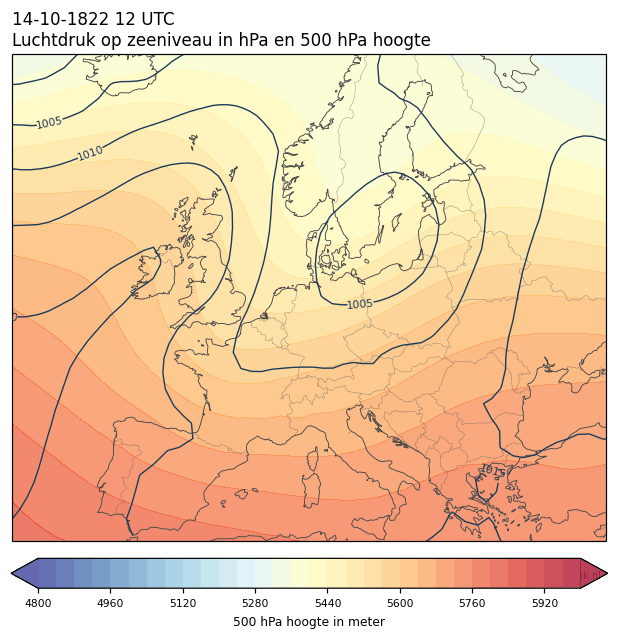 Weerkaart van 14 oktober 1822 om 12 UTC