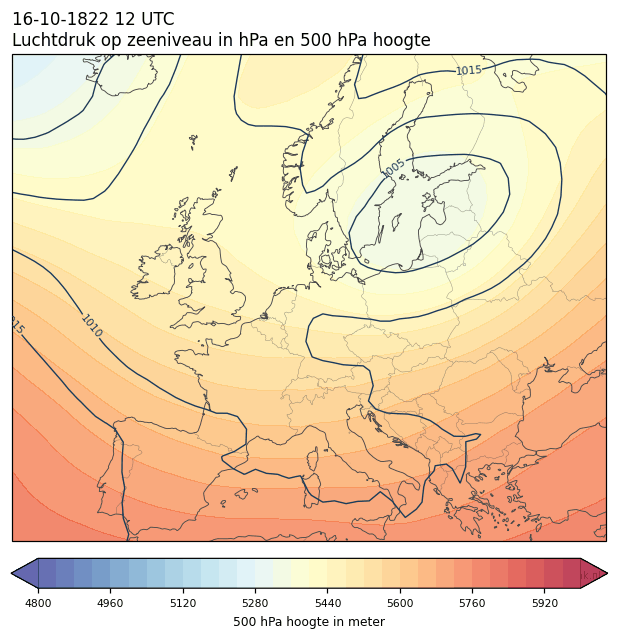 Weerkaart van 16 oktober 1822 om 12 UTC