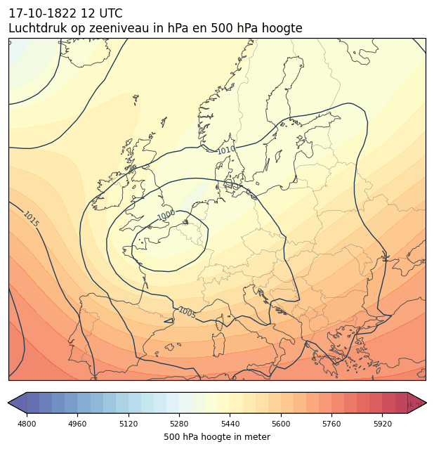 Weerkaart van 17 oktober 1822 om 12 UTC