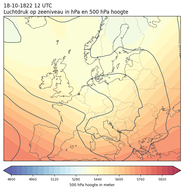 Weerkaart van 18 oktober 1822 om 12 UTC
