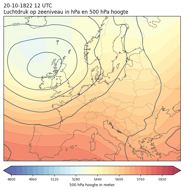Weerkaart van 20 oktober 1822 om 12 UTC