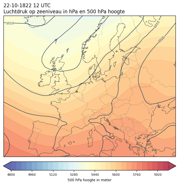 Weerkaart van 22 oktober 1822 om 12 UTC