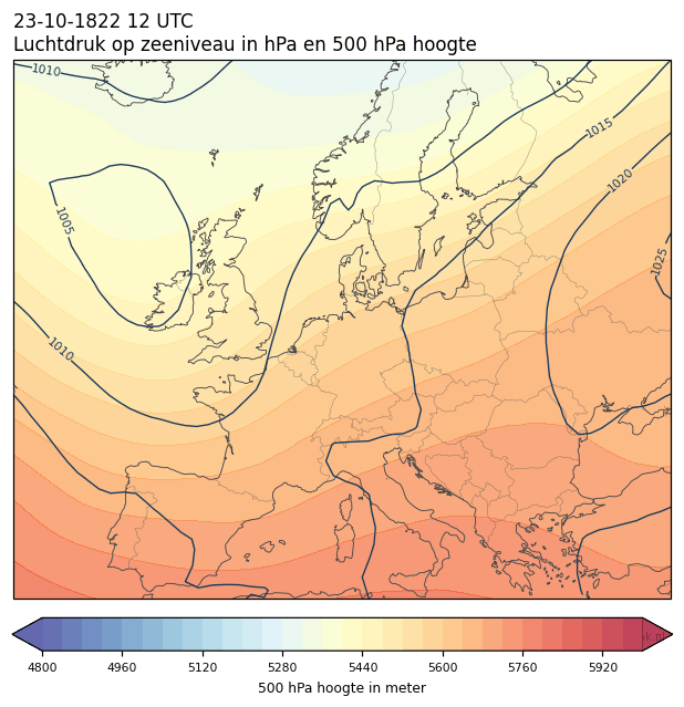 Weerkaart van 23 oktober 1822 om 12 UTC