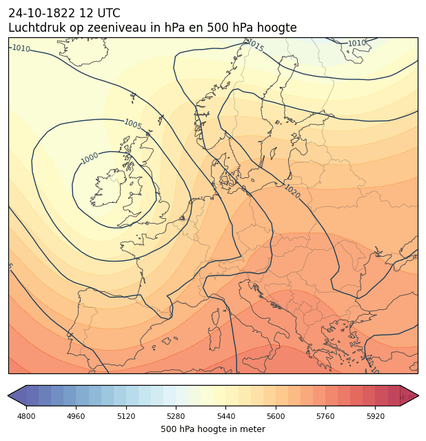 Weerkaart van 24 oktober 1822 om 12 UTC