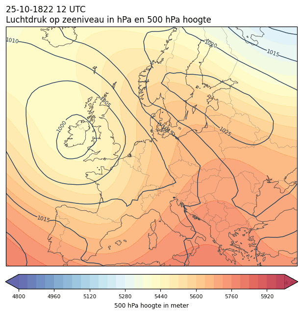 Weerkaart van 25 oktober 1822 om 12 UTC