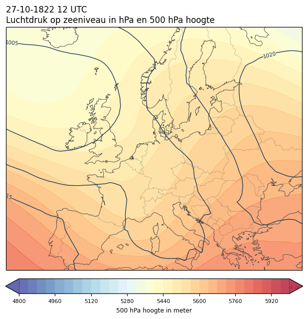 Weerkaart van 27 oktober 1822 om 12 UTC