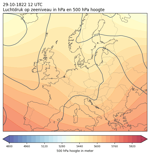 Weerkaart van 29 oktober 1822 om 12 UTC