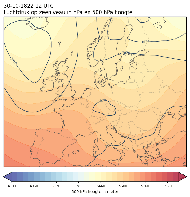 Weerkaart van 30 oktober 1822 om 12 UTC