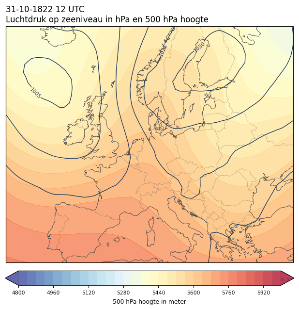 Weerkaart van 31 oktober 1822 om 12 UTC