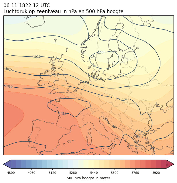 Weerkaart van 6 november 1822 om 12 UTC