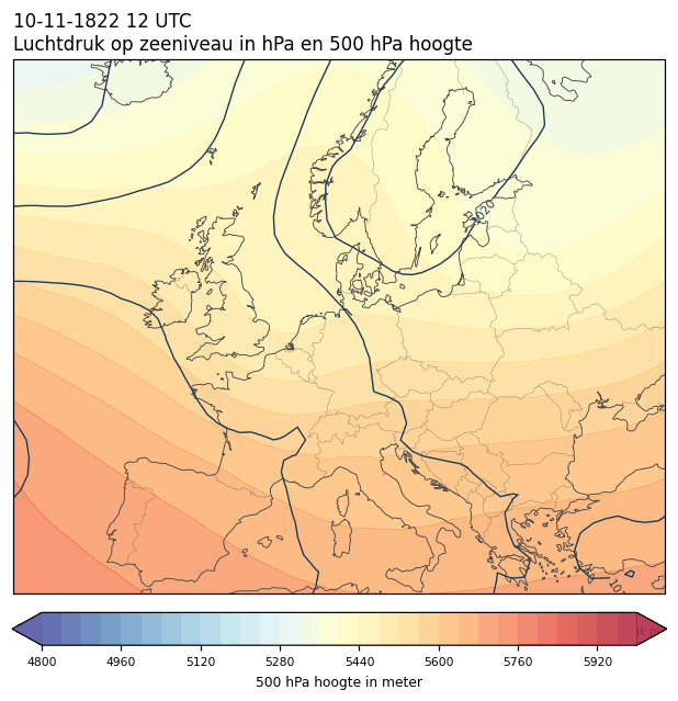 Weerkaart van 10 november 1822 om 12 UTC