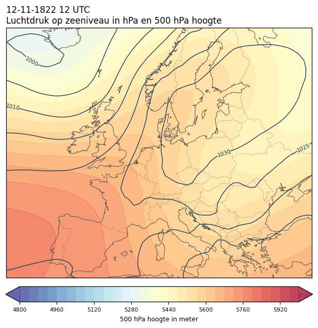 Weerkaart van 12 november 1822 om 12 UTC
