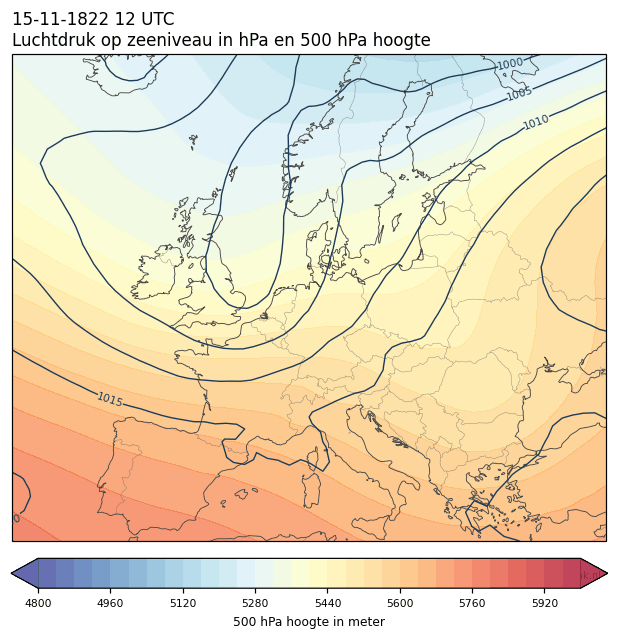 Weerkaart van 15 november 1822 om 12 UTC
