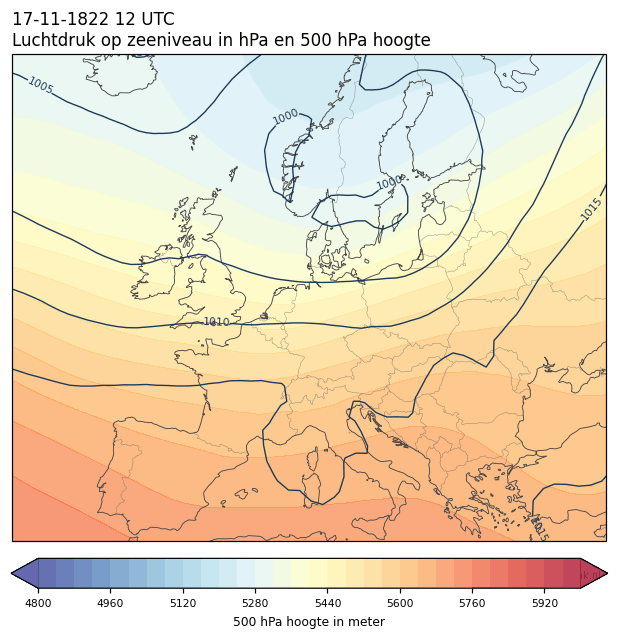 Weerkaart van 17 november 1822 om 12 UTC