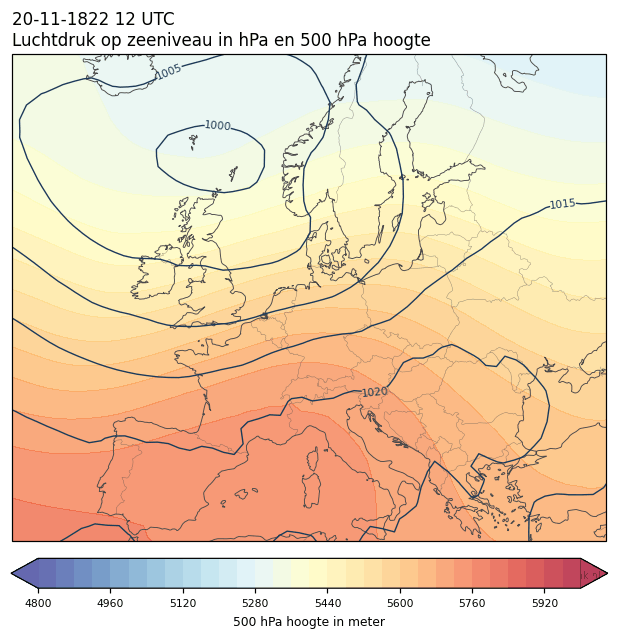 Weerkaart van 20 november 1822 om 12 UTC