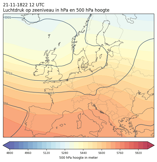 Weerkaart van 21 november 1822 om 12 UTC
