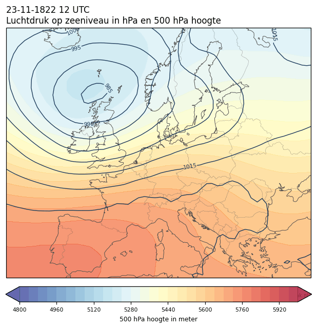 Weerkaart van 23 november 1822 om 12 UTC