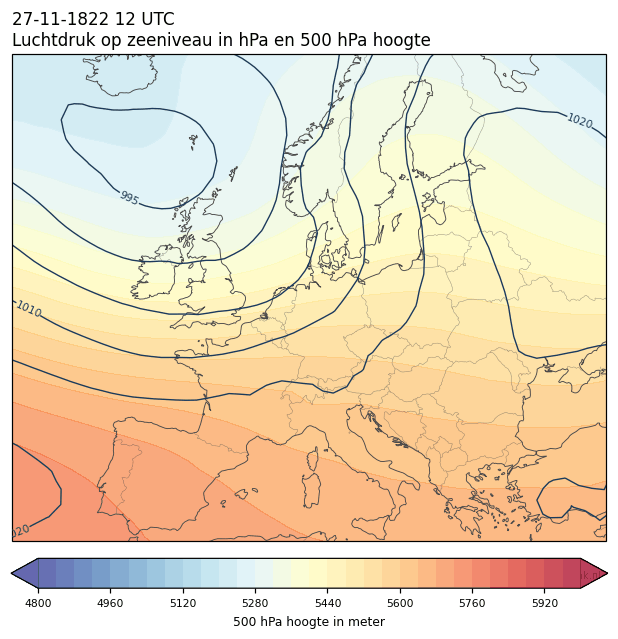 Weerkaart van 27 november 1822 om 12 UTC