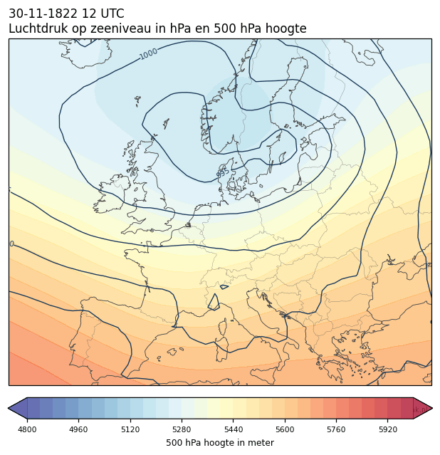 Weerkaart van 30 november 1822 om 12 UTC