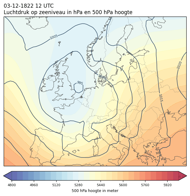 Weerkaart van 3 december 1822 om 12 UTC