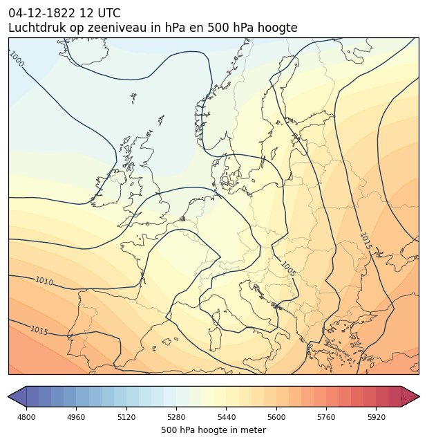 Weerkaart van 4 december 1822 om 12 UTC