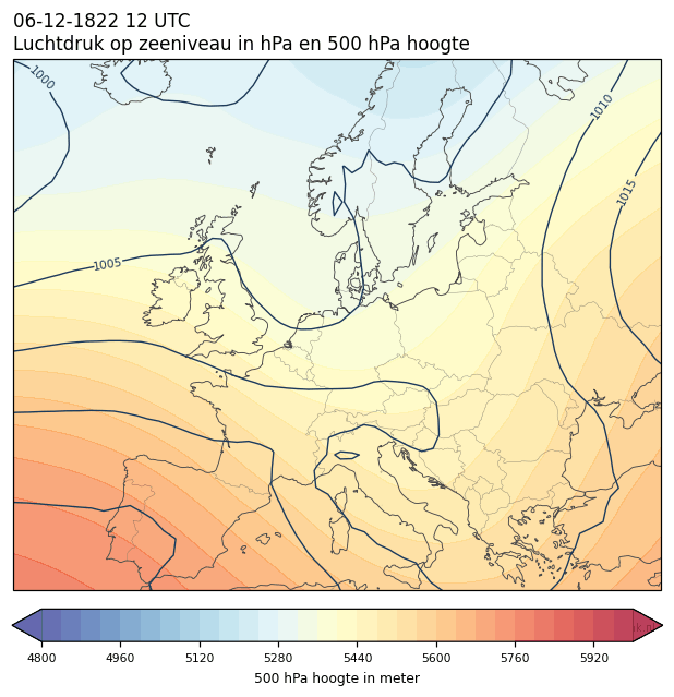 Weerkaart van 6 december 1822 om 12 UTC