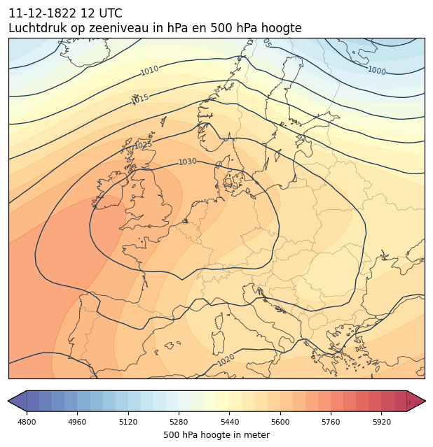 Weerkaart van 11 december 1822 om 12 UTC
