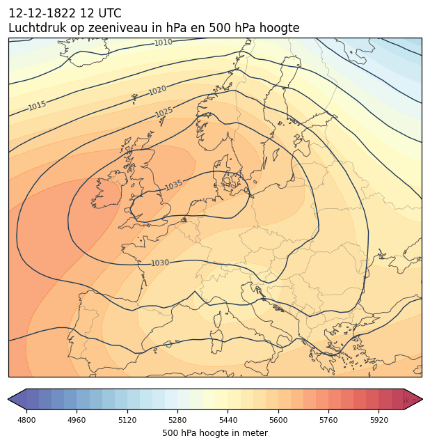 Weerkaart van 12 december 1822 om 12 UTC