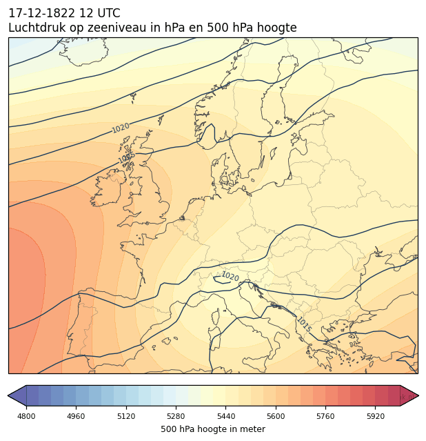 Weerkaart van 17 december 1822 om 12 UTC