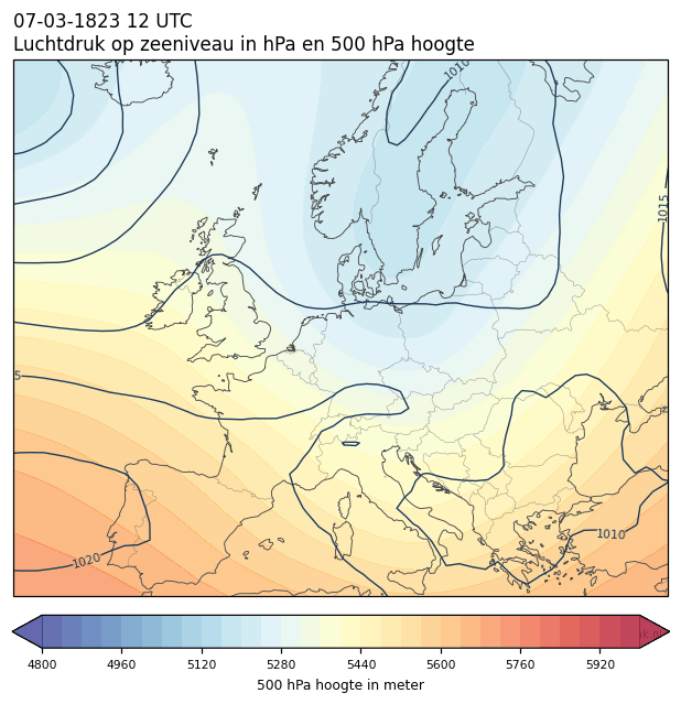 Weerkaart van 7 maart 1823 om 12 UTC