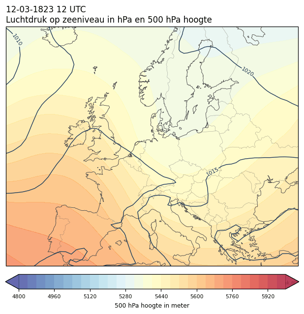Weerkaart van 12 maart 1823 om 12 UTC