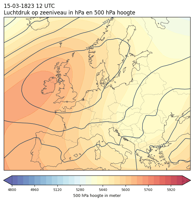 Weerkaart van 15 maart 1823 om 12 UTC