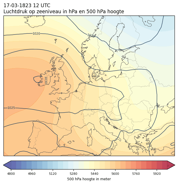Weerkaart van 17 maart 1823 om 12 UTC